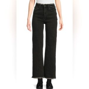 Etienne Marcel Women’s Black High-Waisted Wide Leg Frayed Edge Jeans